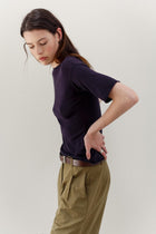 Rolla Silk Cotton Tee - Aubergine