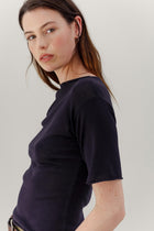 Rolla Silk Cotton Tee - Aubergine