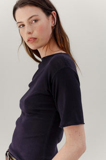 Rolla Silk Cotton Tee - Aubergine