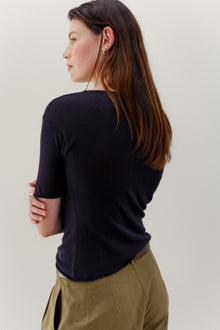 Rolla Silk Cotton Tee - Aubergine