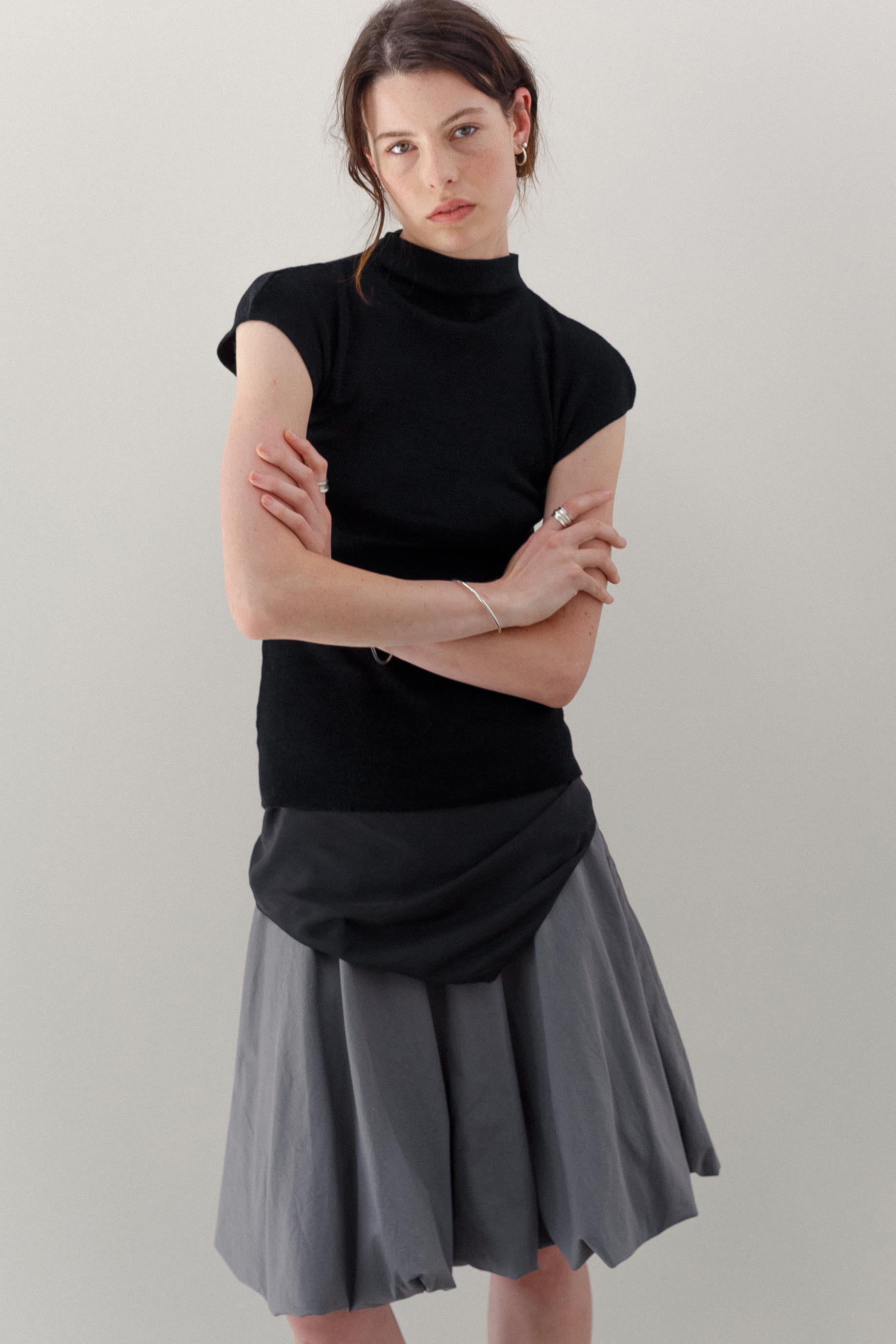 Audrey Silk Cashmere Top - Black