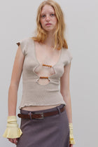 Wha Silk Top - Sand Marl