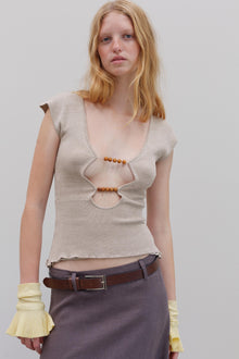 Wha Silk Top - Sand Marl