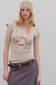 Wha Silk Top - Sand Marl