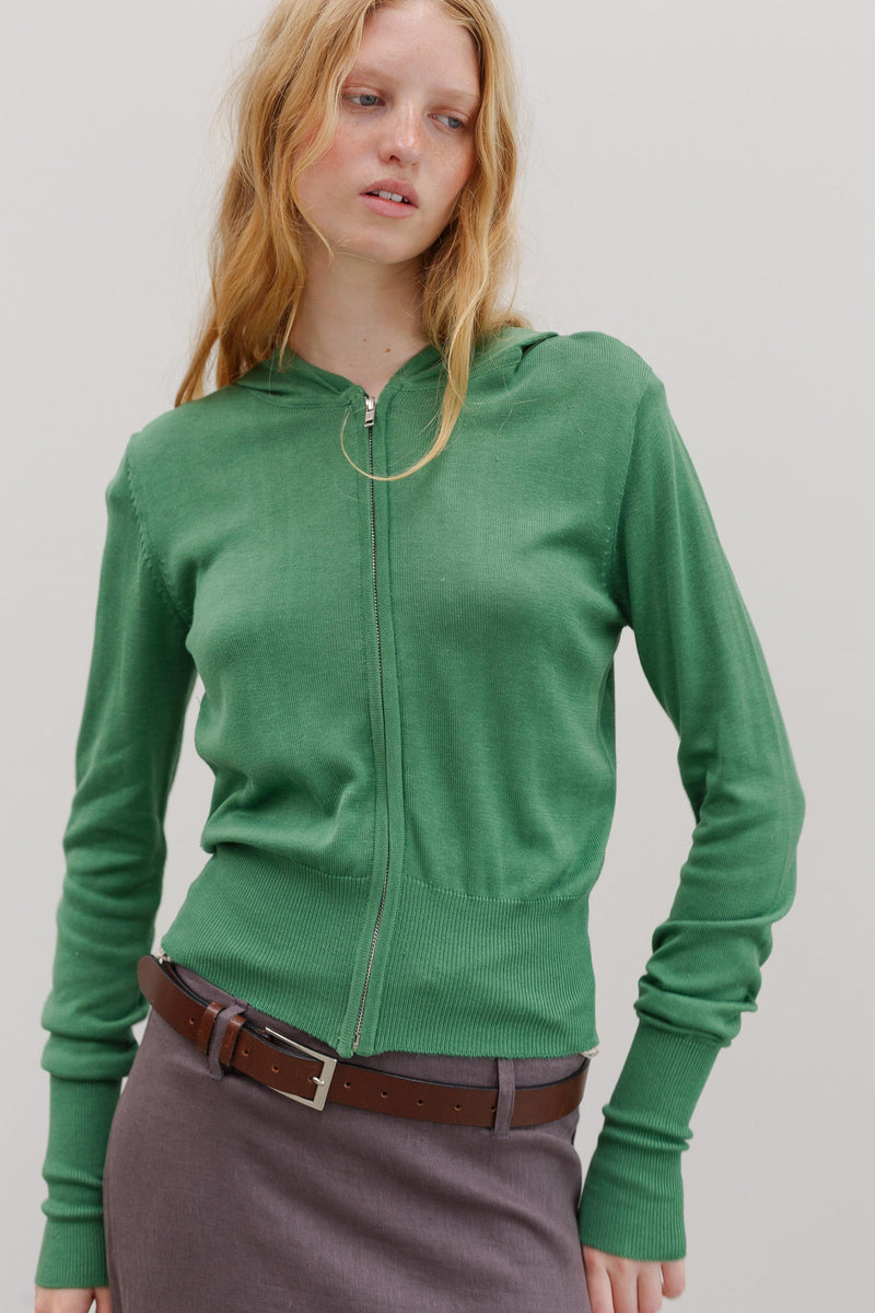 Wes Silk Cotton Hoodie - Fresh Green