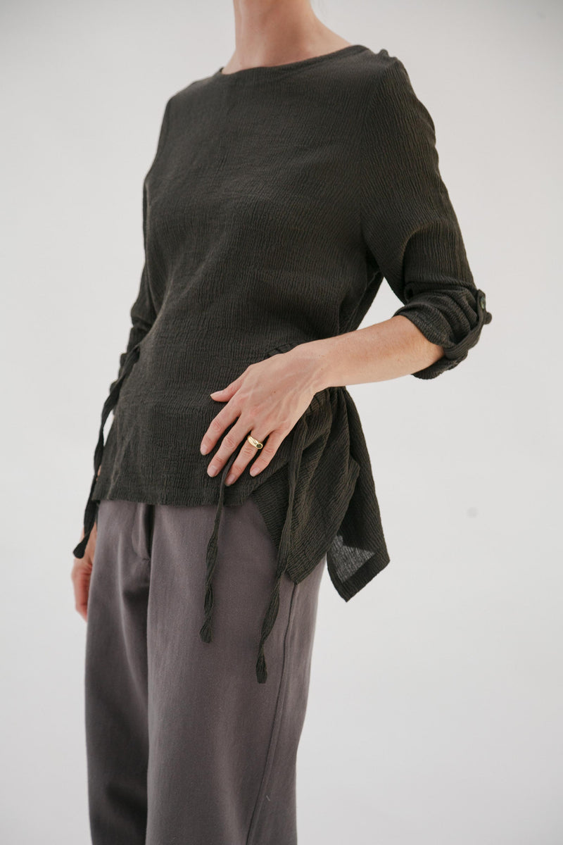 Vintage Seaweed Crinkle Top