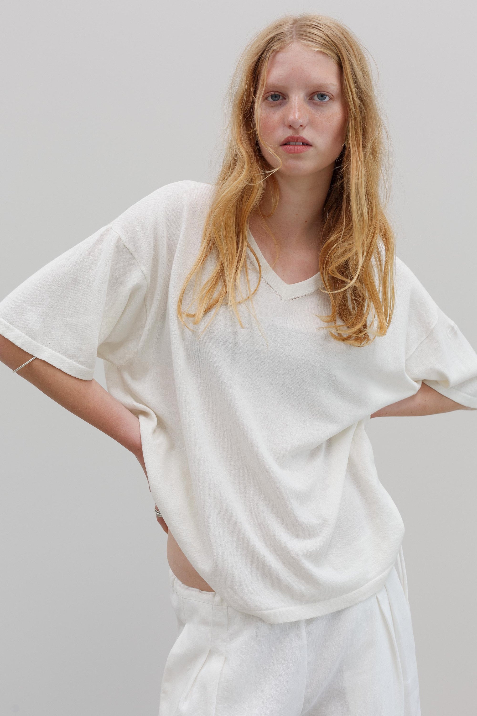 Kind Hemp Embroidery Top - Blanc