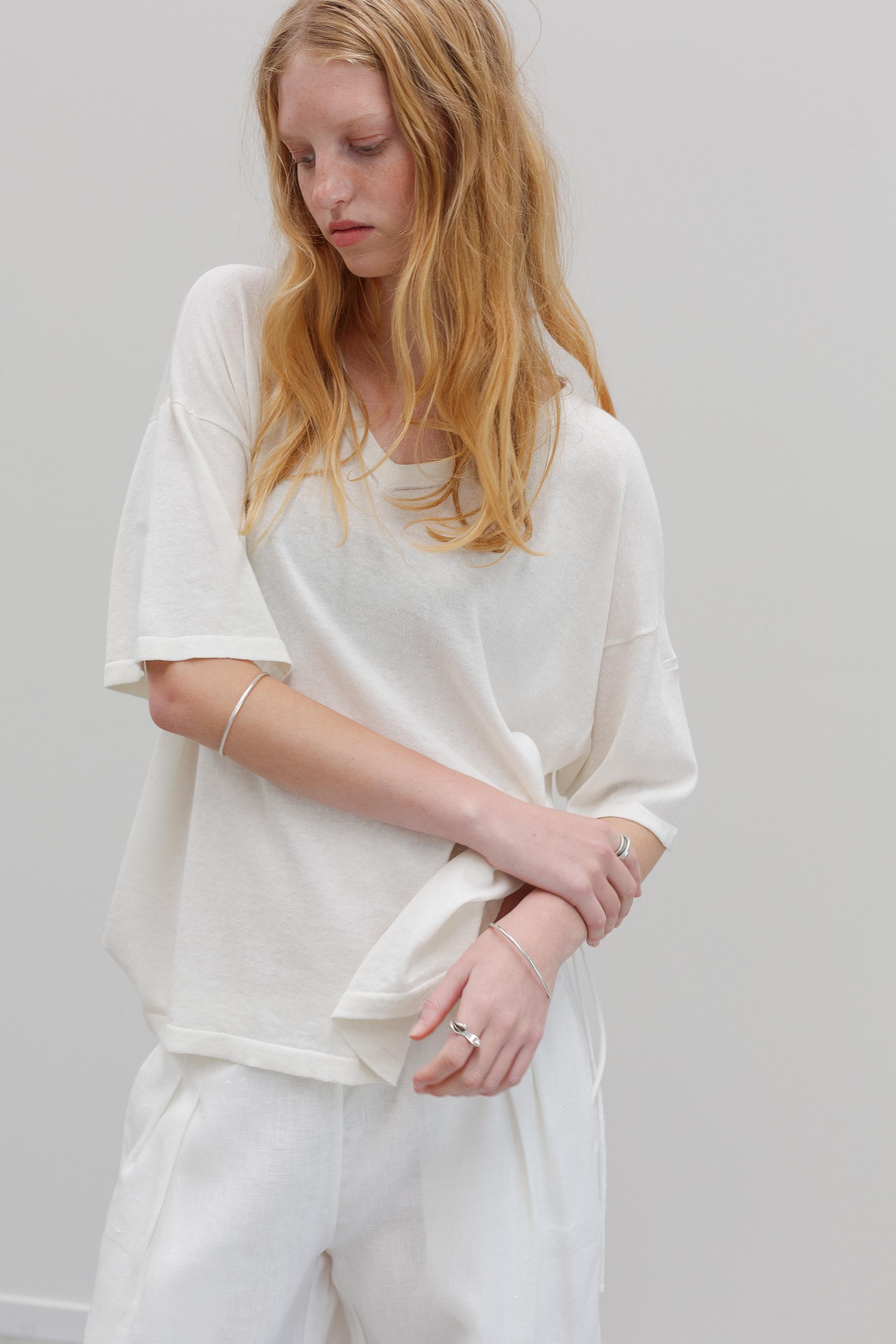 Kind Hemp Embroidery Top - Blanc