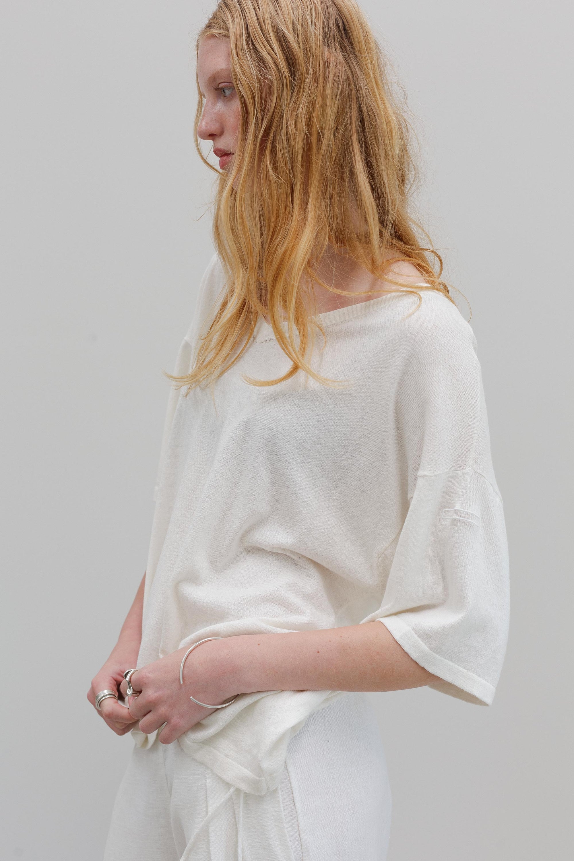 Kind Hemp Embroidery Top - Blanc