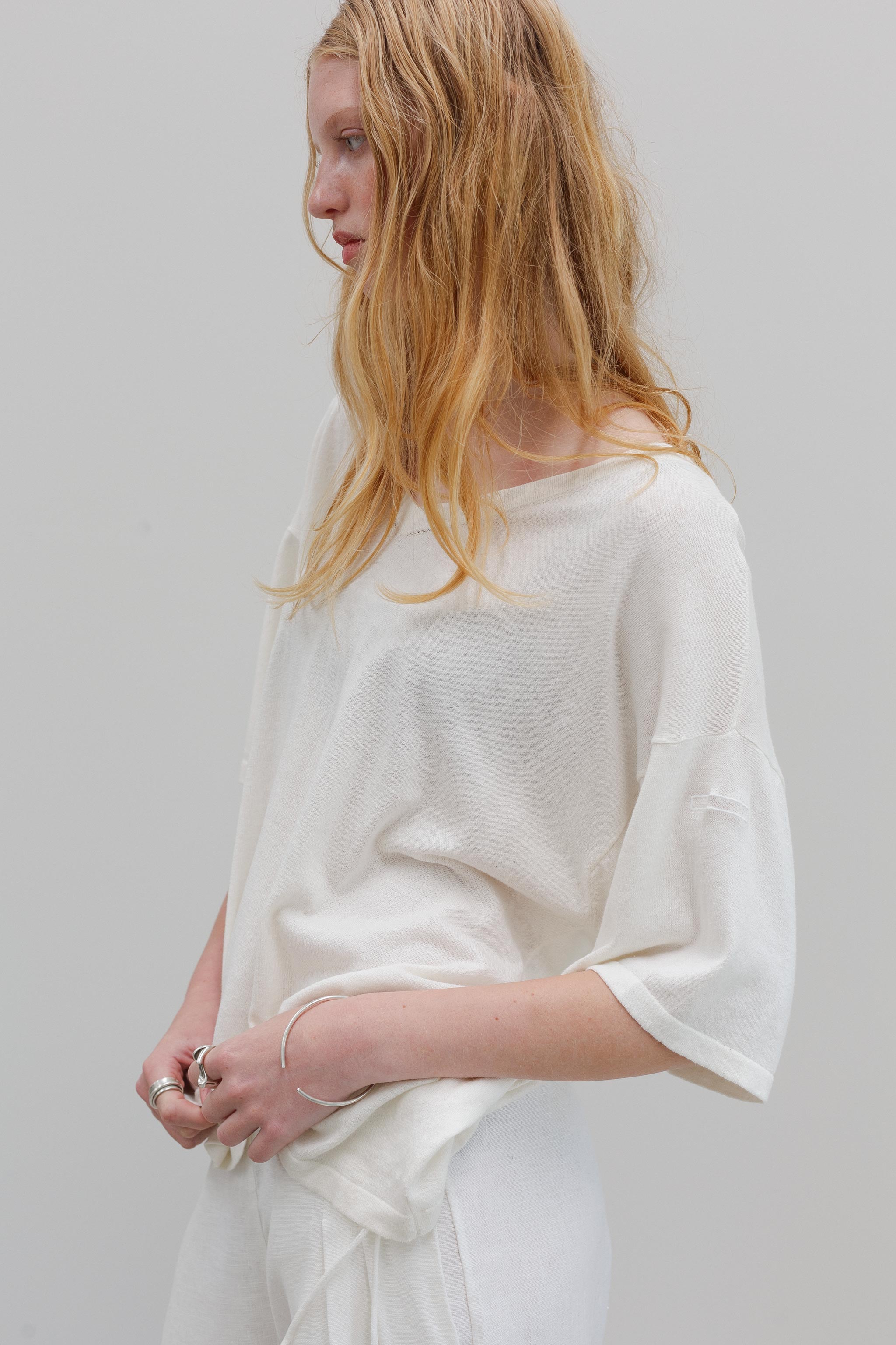 Kind Hemp Embroidery Top - Blanc