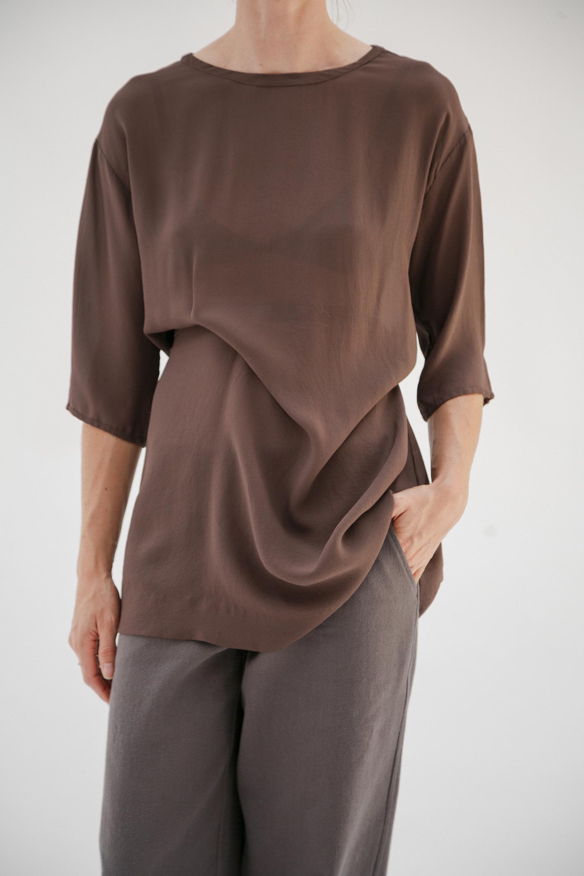 Vintage Carob Silk Mini Dress