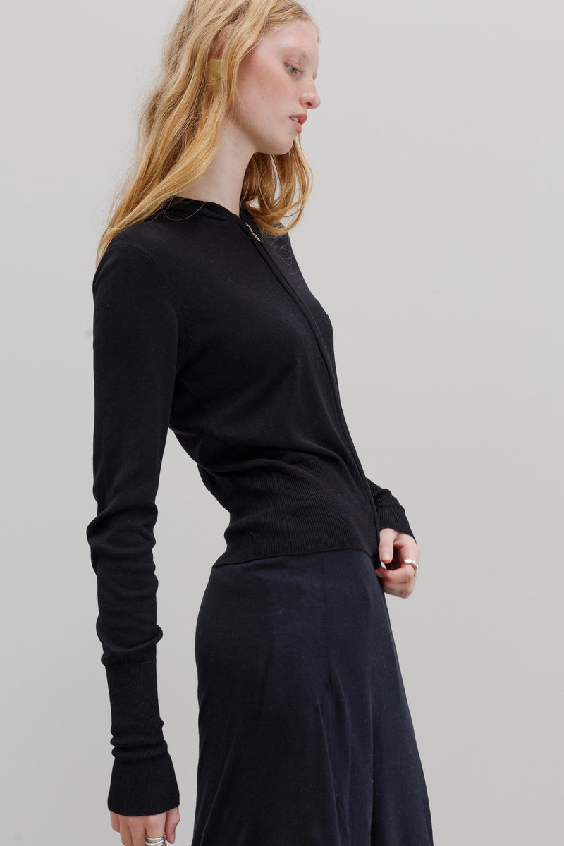 Wes Silk Cotton Hoodie - Black