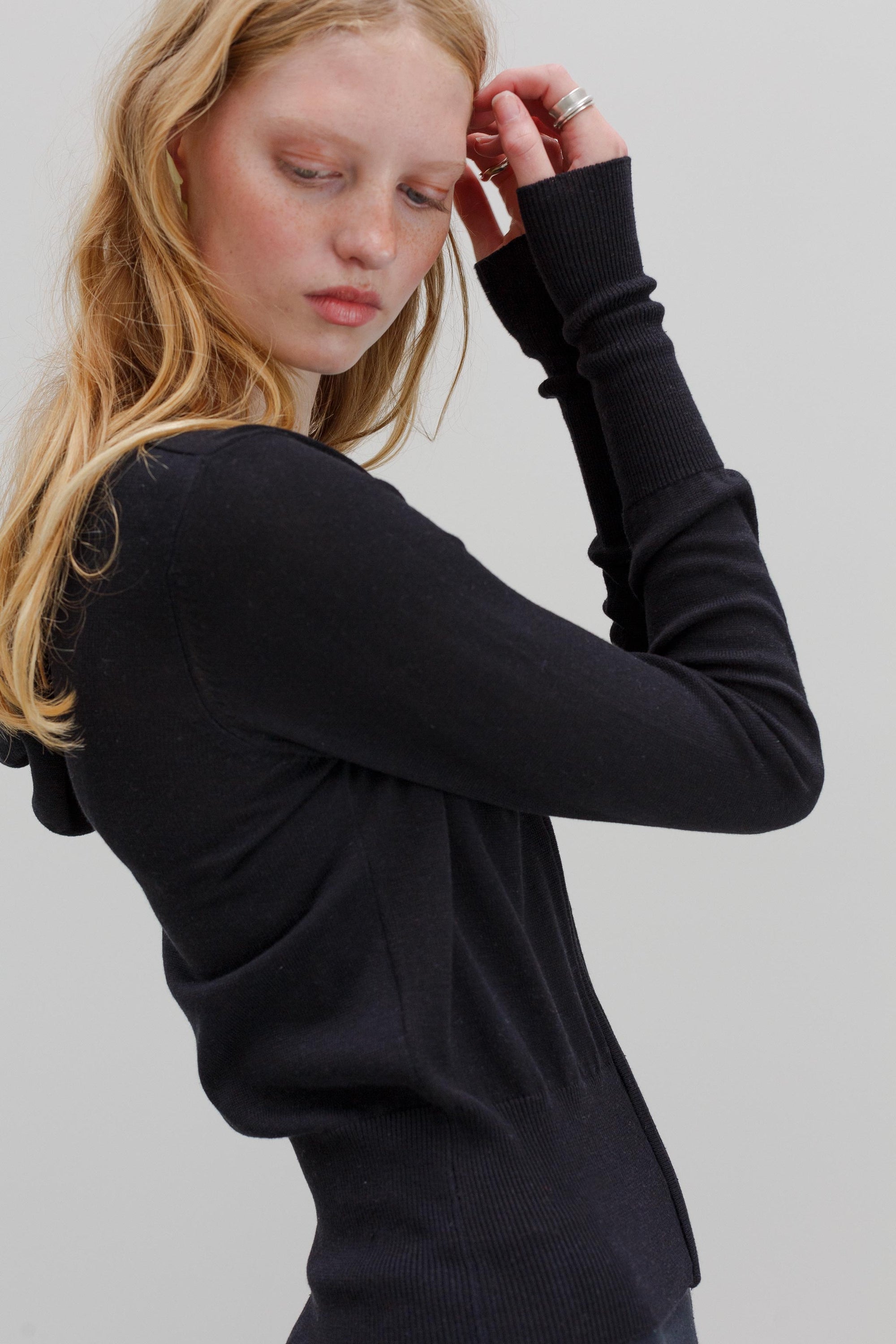 Wes Silk Cotton Hoodie - Black