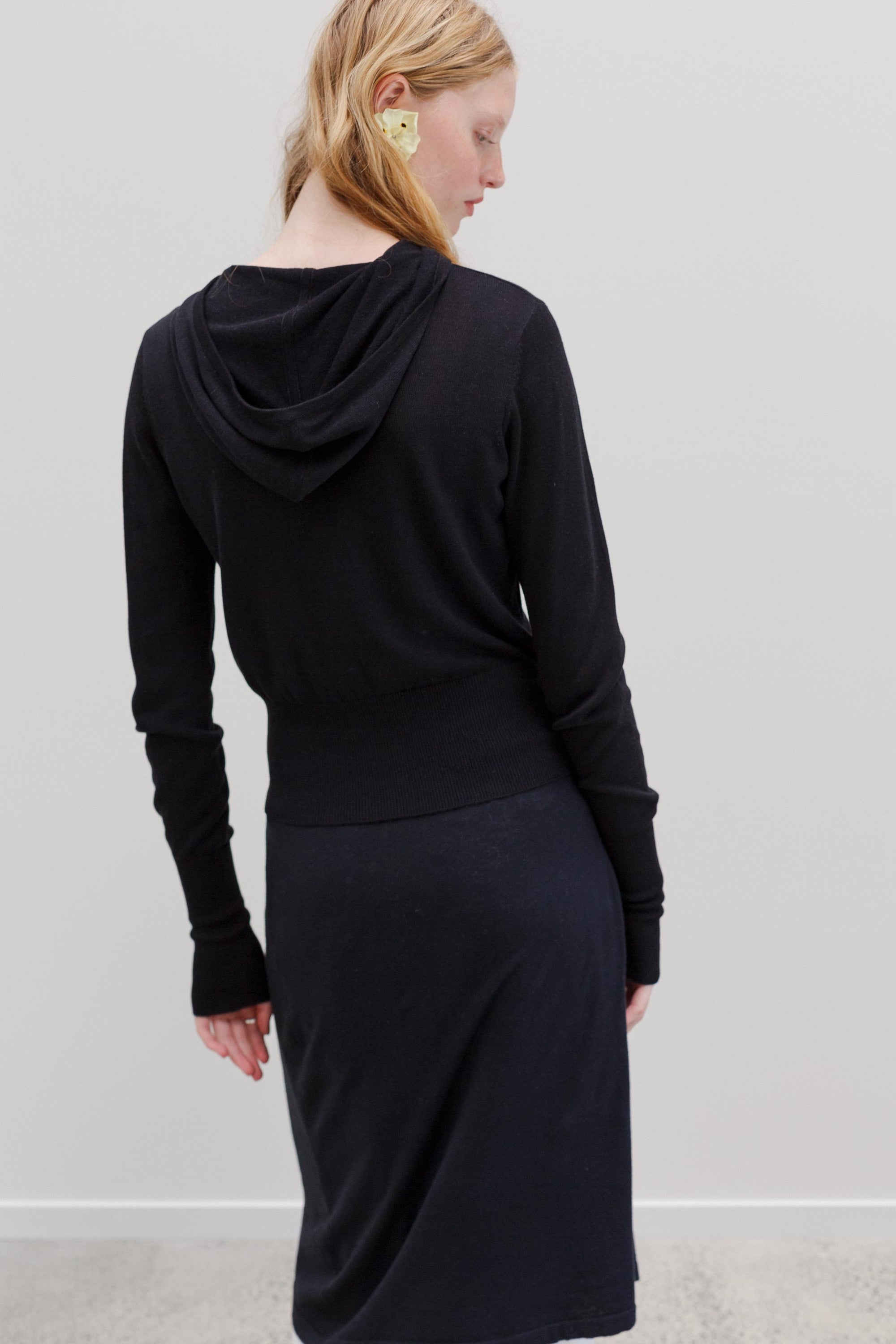 Wes Silk Cotton Hoodie - Black