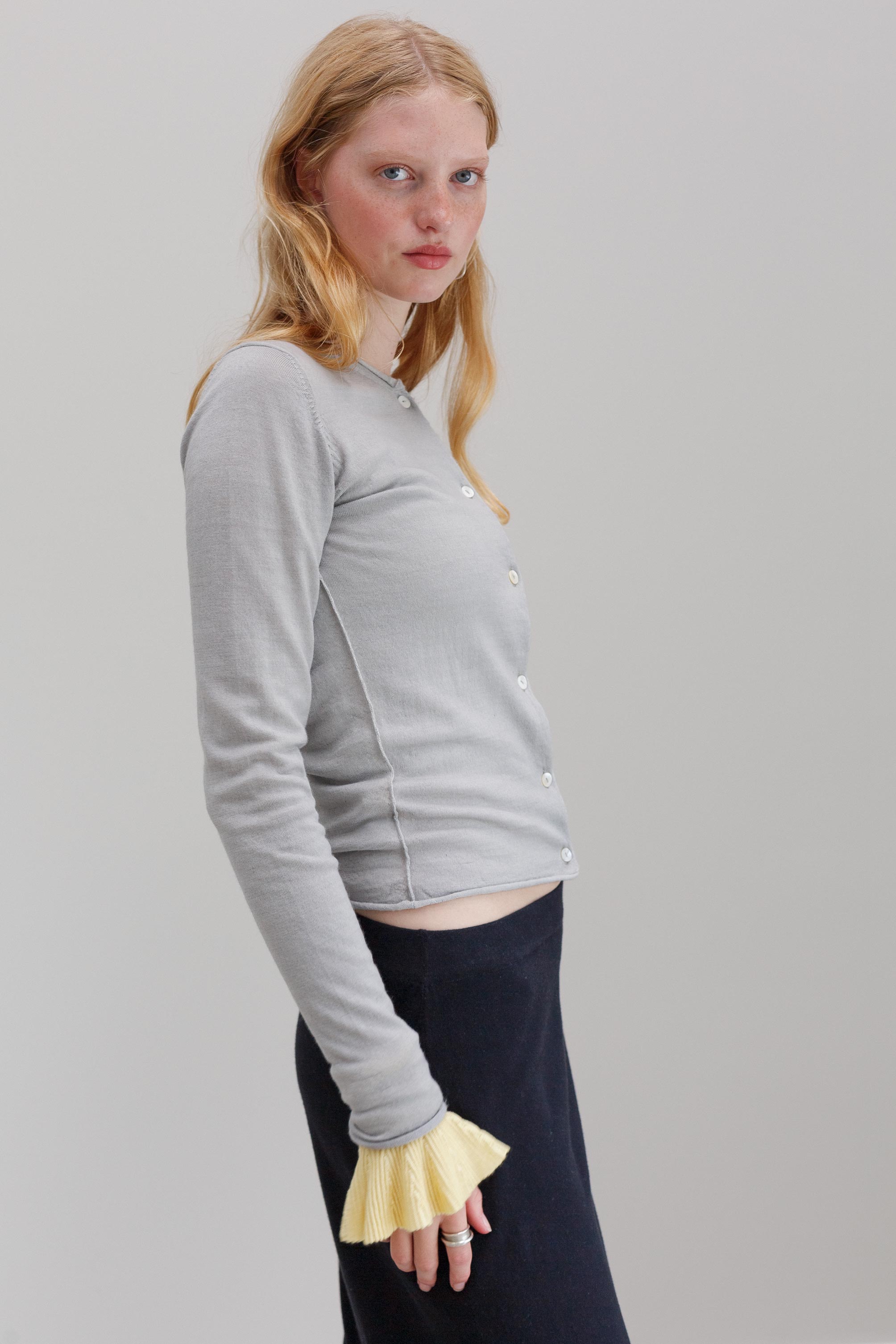 Chimes Merino Cardigan  - Pearl Grey