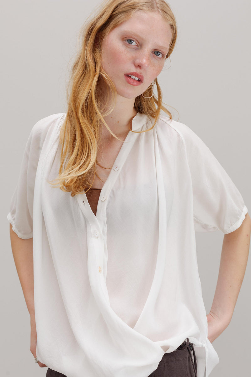 Rose Petal Tencel Blouse - White