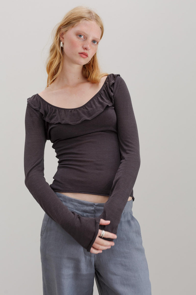 Flower Silk Top - Riverstone