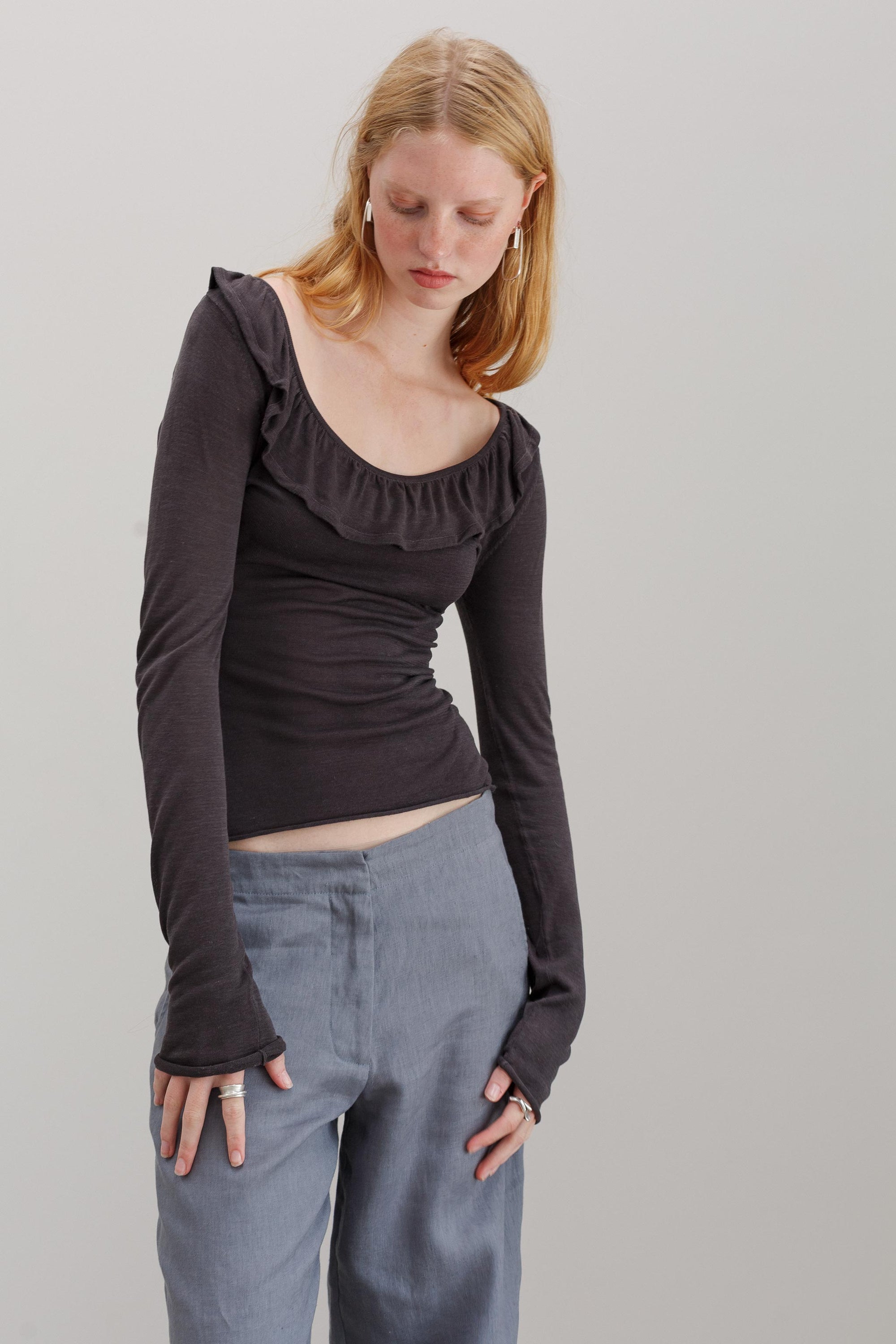 Flower Silk Top - Riverstone