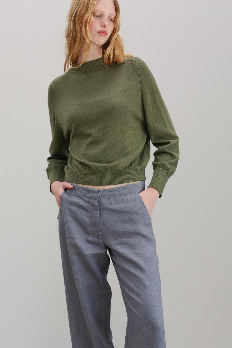 Florin Cashmere Cotton Jumper - Olive