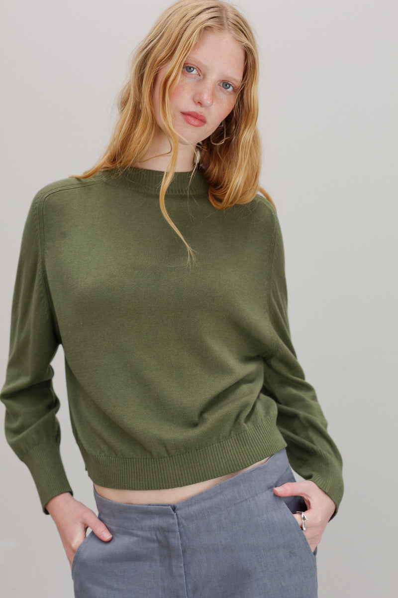 Florin Cashmere Cotton Jumper - Olive