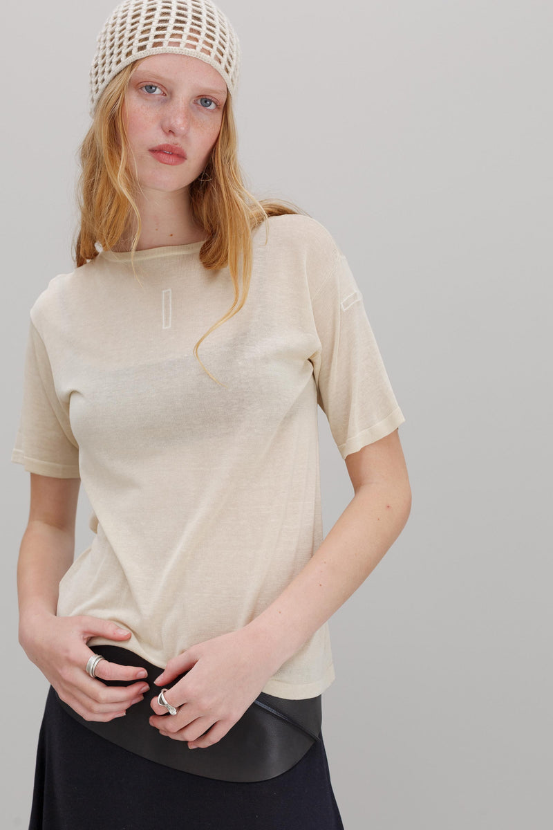 Mink Silk Embroidery Top - Shell