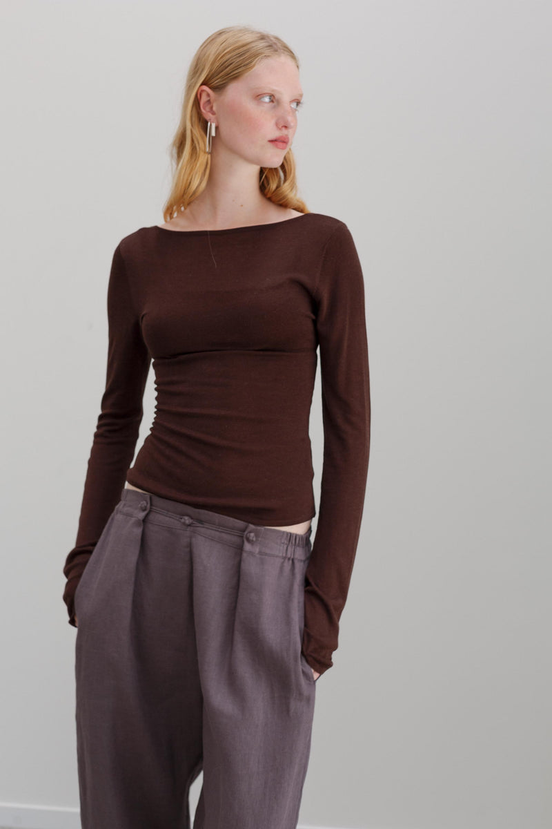 Swan Silk Top - Cacao