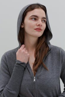 Wes Silk Cotton Hoodie - Marl Grey