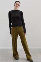 Carter Silk Cashmere Pants - Deep Chartreuse