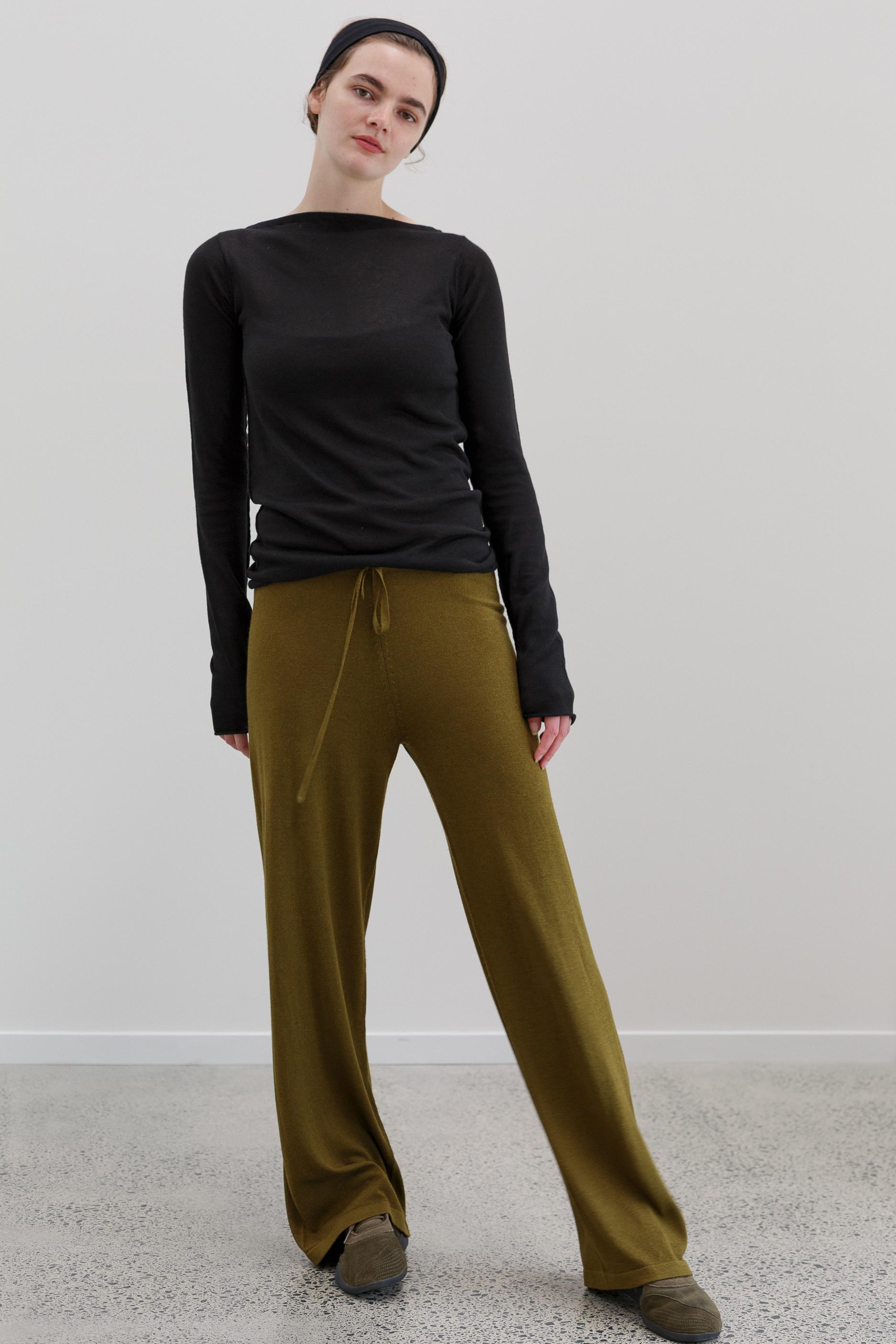 Carter Silk Cashmere Pants - Deep Chartreuse