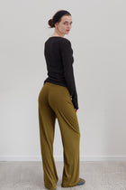 Carter Silk Cashmere Pants - Deep Chartreuse