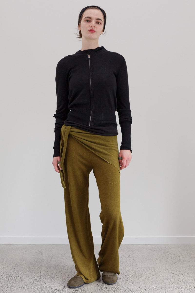 Carter Silk Cashmere Pants - Deep Chartreuse