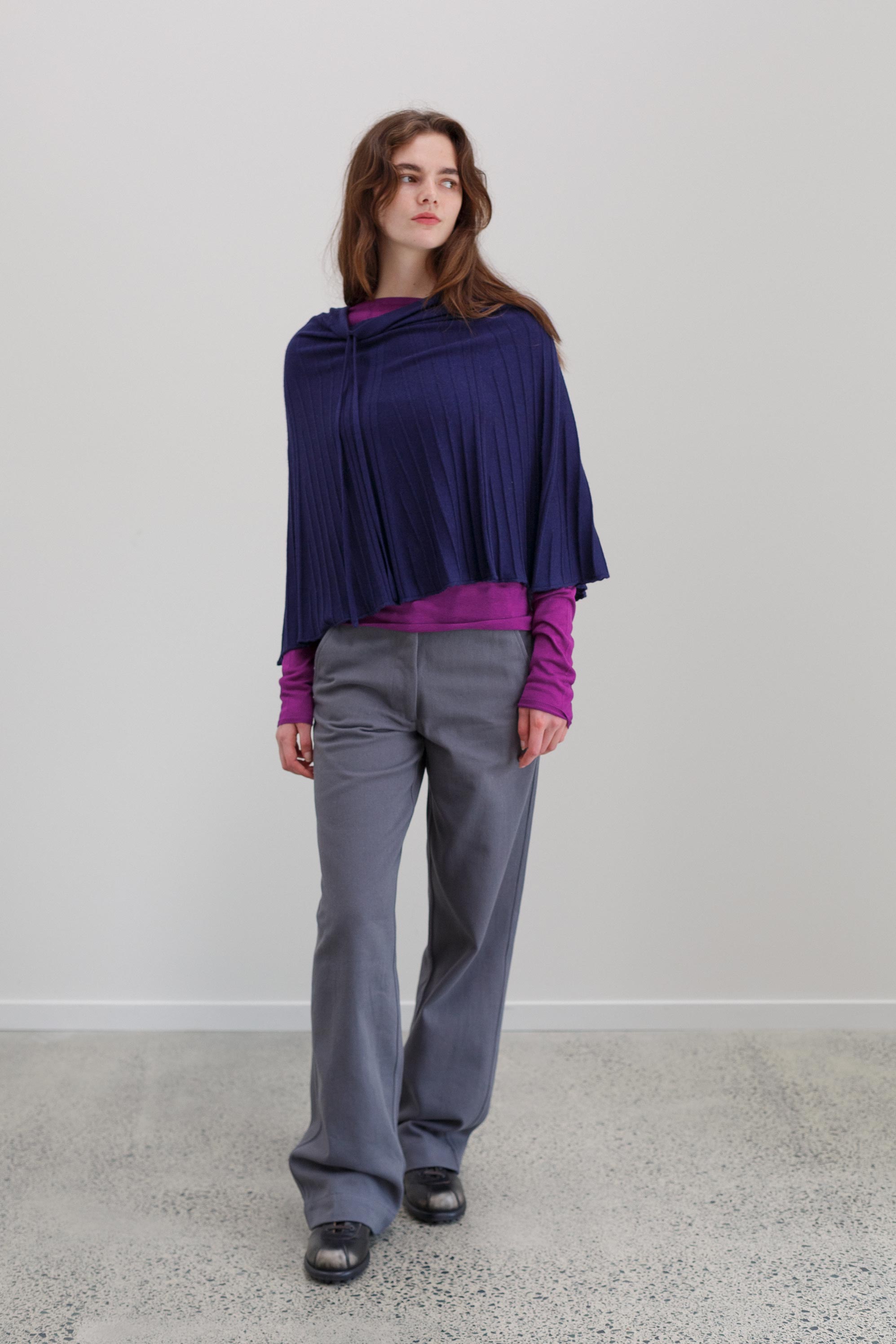 Lyra Cashmere Silk Cape - Berry Noir