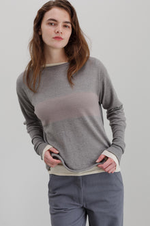 Girl Band Cashmere Cotton Jumper - Marl Grey