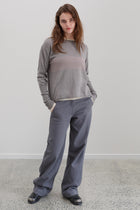 Girl Band Cashmere Cotton Jumper - Marl Grey