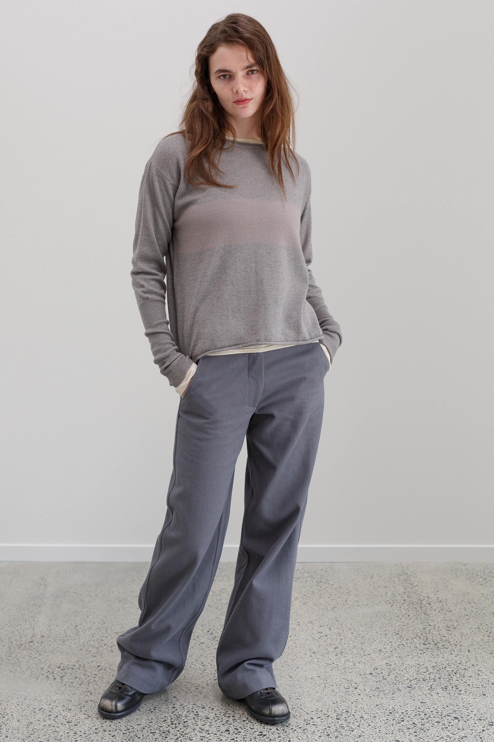Girl Band Cashmere Cotton Jumper - Marl Grey