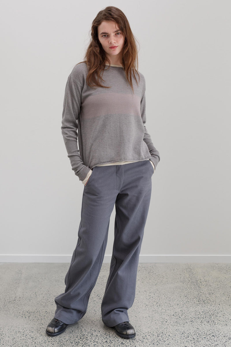 Girl Band Cashmere Cotton Jumper - Marl Grey