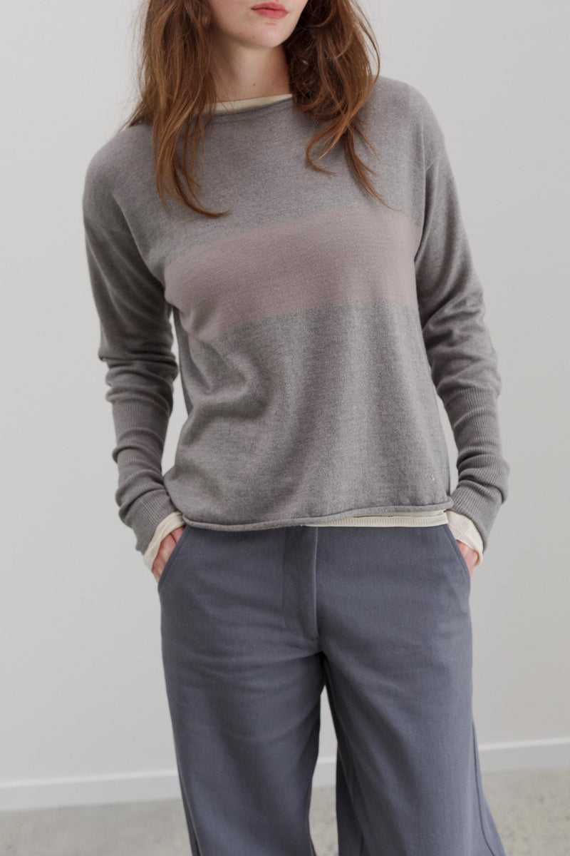 Girl Band Cashmere Cotton Jumper - Marl Grey