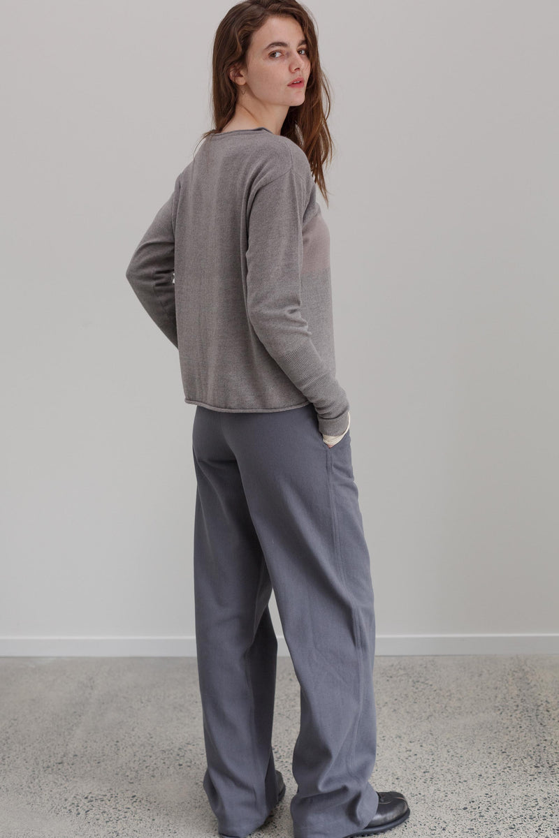 Girl Band Cashmere Cotton Jumper - Marl Grey
