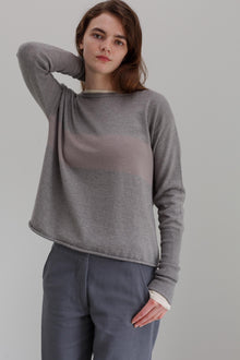 Girl Band Cashmere Cotton Jumper - Marl Grey