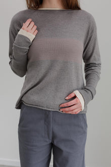 Girl Band Cashmere Cotton Jumper - Marl Grey