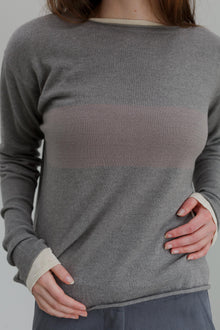Girl Band Cashmere Cotton Jumper - Marl Grey