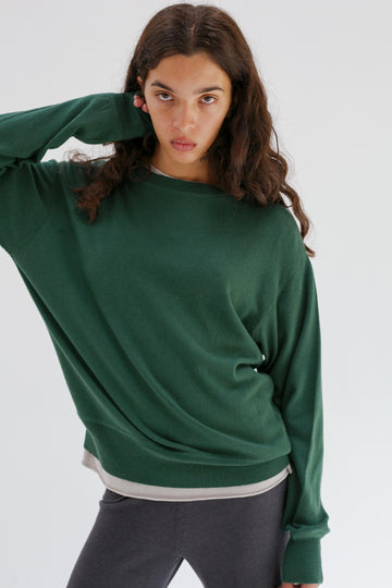 Peace Piece Cashmere Cotton Jumper - Eucalyptus Leaf