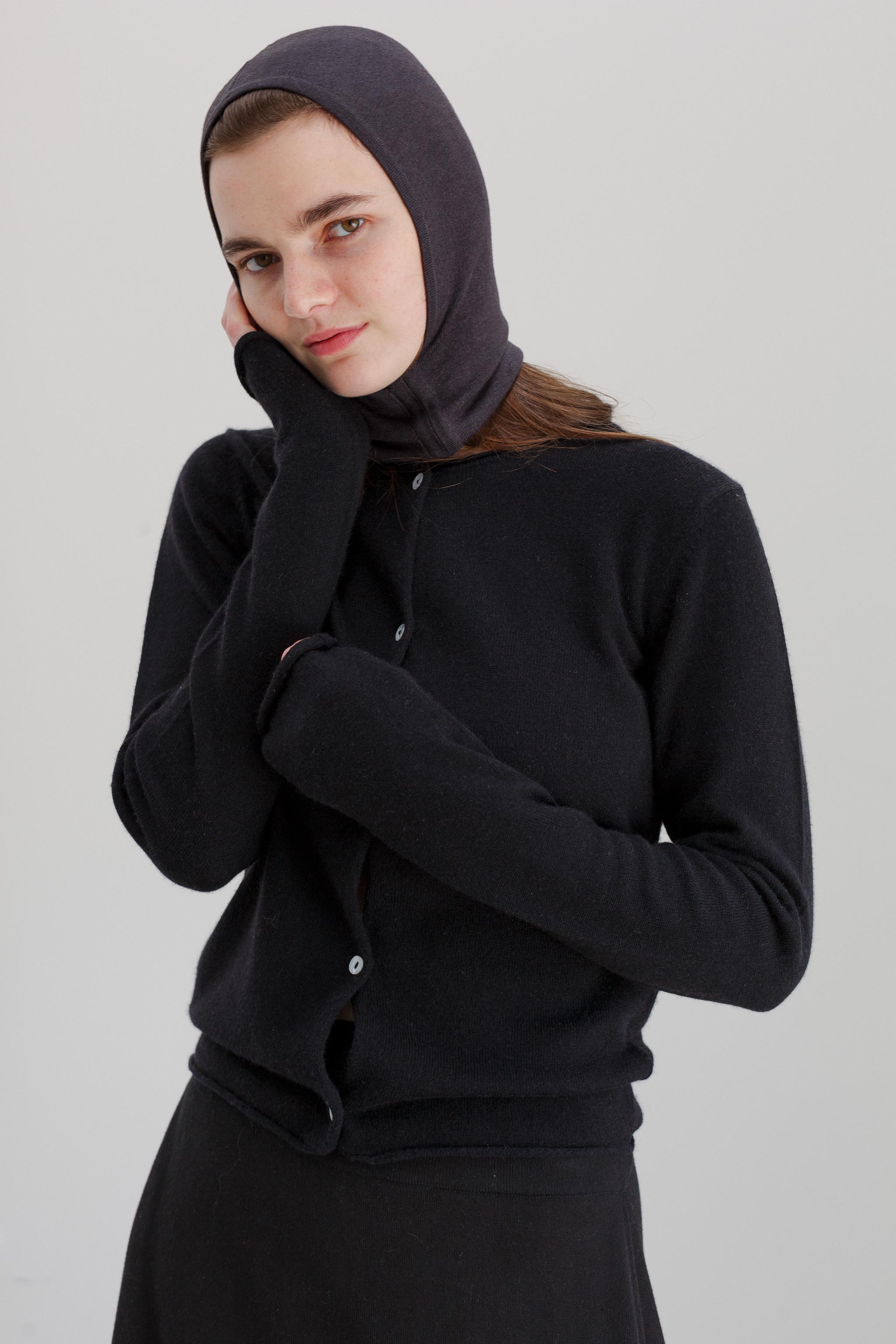 Lyla Silk Cashmere Hood - Carbon
