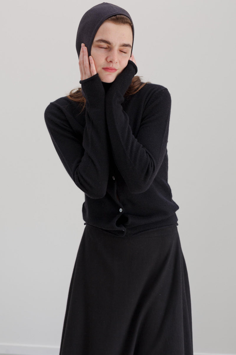 Lyla Silk Cashmere Hood - Carbon