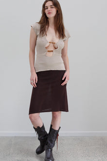 Cantella Silk Skirt - Coffee