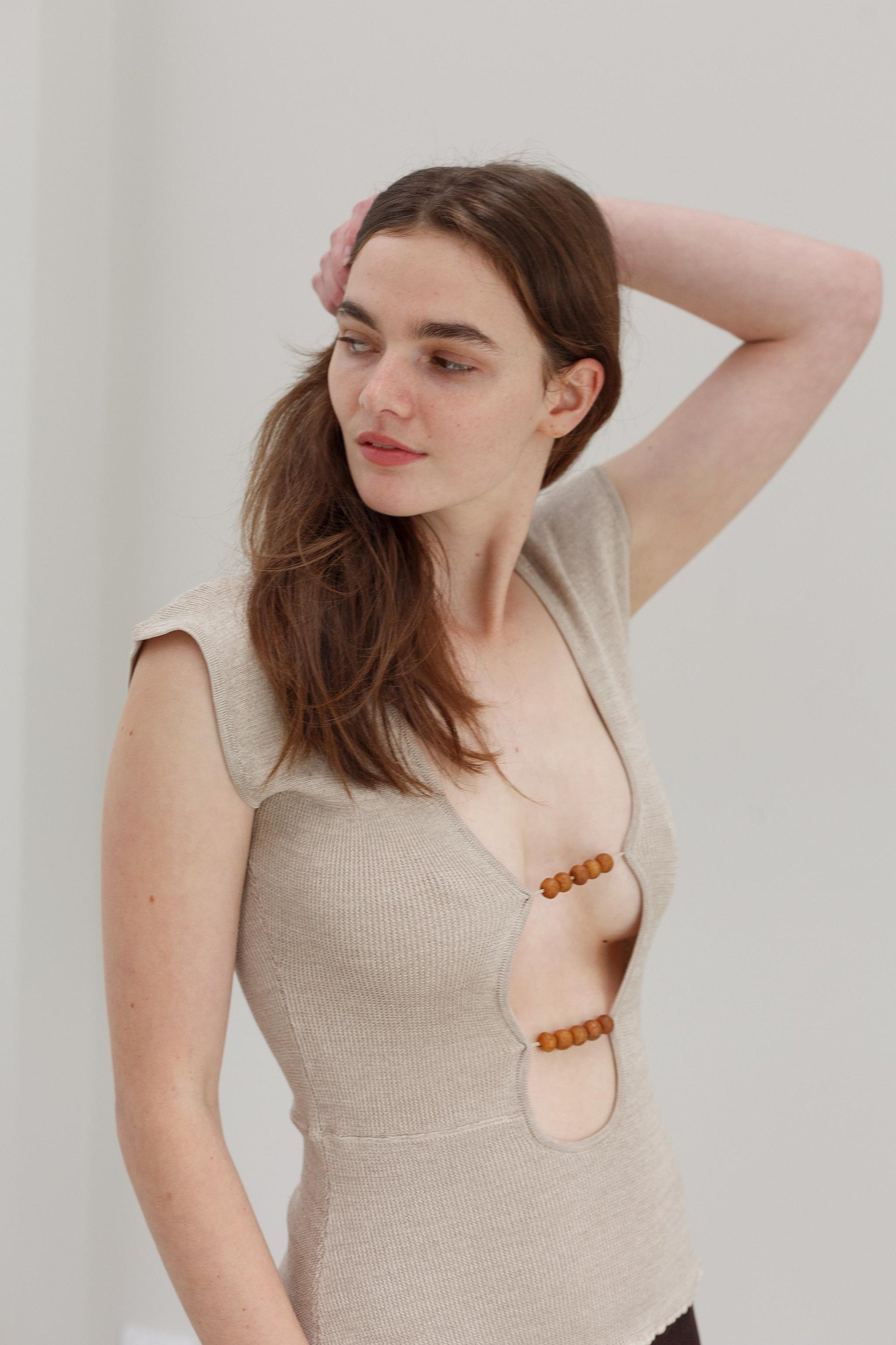 Wha Silk Top - Sand Marl