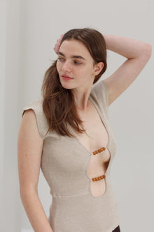 Wha Silk Top - Sand Marl