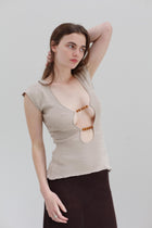 Wha Silk Top - Sand Marl