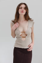 Wha Silk Top - Sand Marl