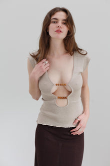 Wha Silk Top - Sand Marl